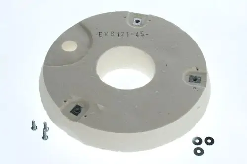 Bosch Wärmeschutz-Dichtungselement in runder Form, mit Innenöffnung und mehreren Befestigungspunkten, daneben Schrauben und Unterlegscheiben.